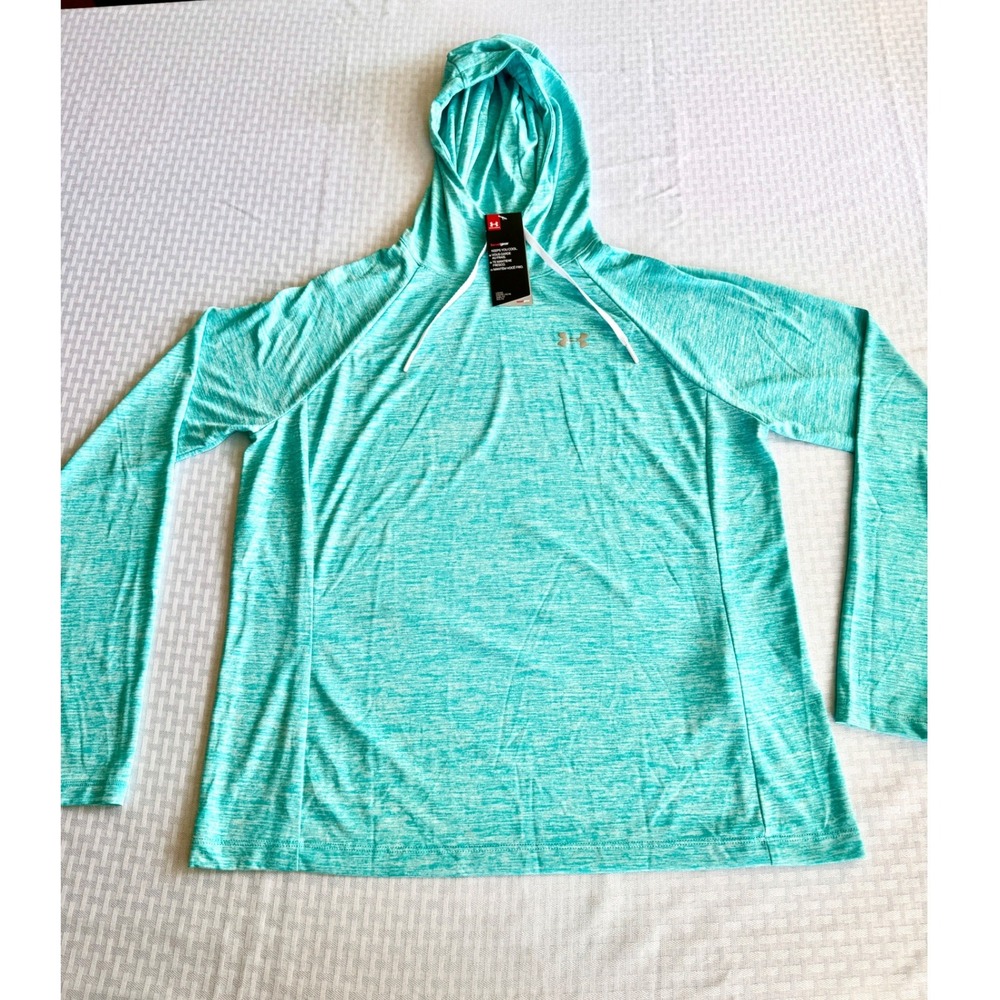 Under Armour Womens HeatGear Hoodie XL Turquoise Space Dye Athletic 1311501 400